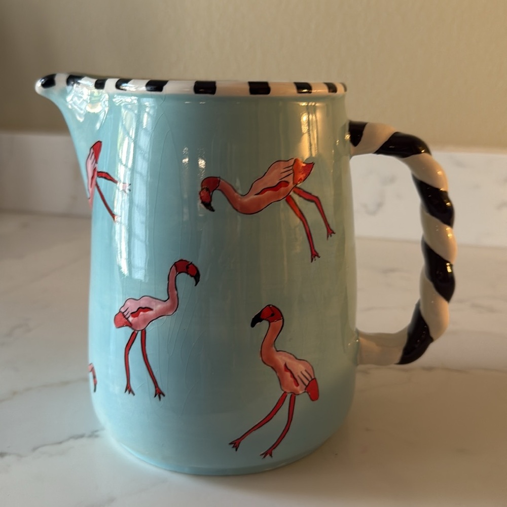 Vintage (2002) Patricia DuPont Handpainted Decorative Pitcher Flamingo - Picture 8 of 8